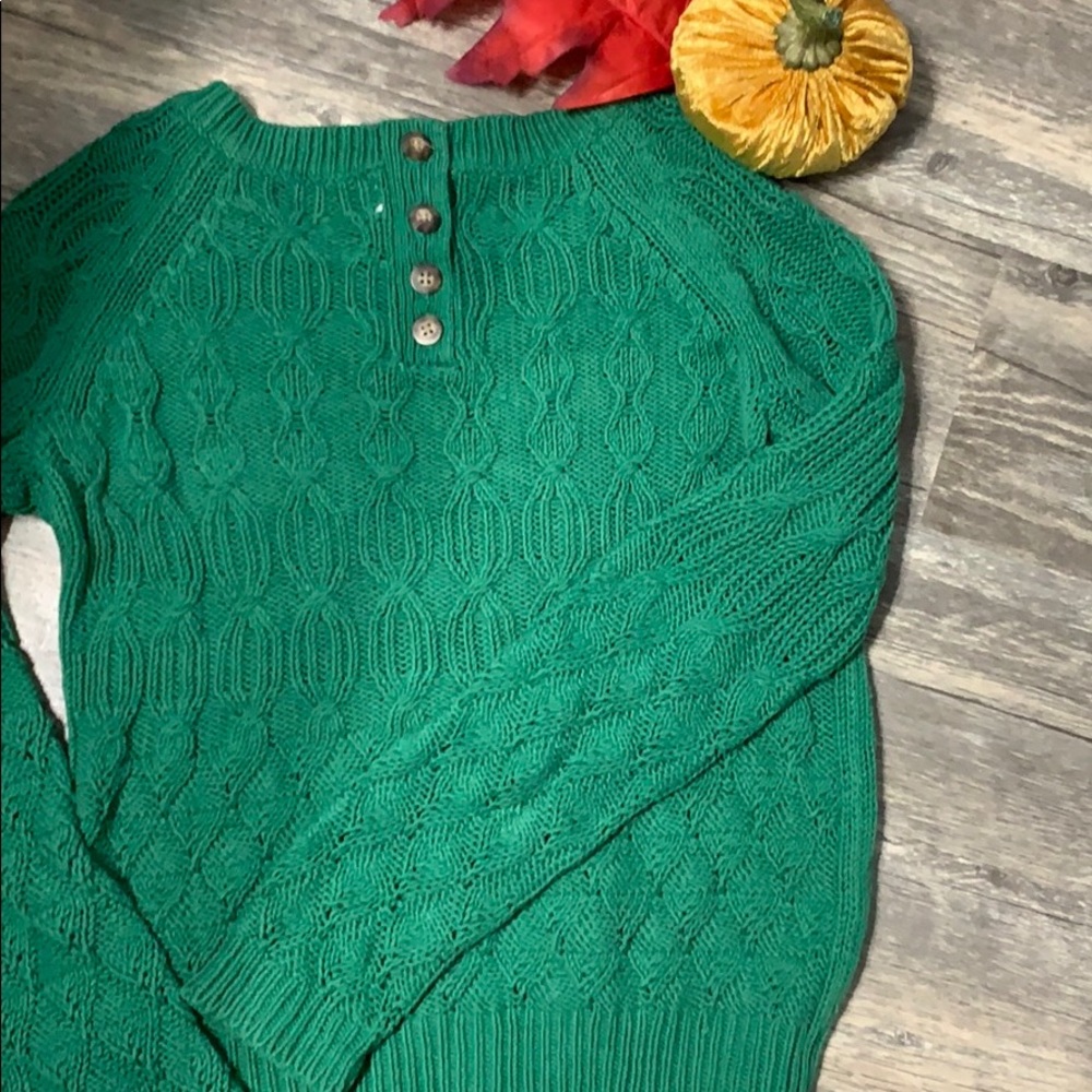 Anthropologie Sparrow Green Cable Knit Sweater - Picture 5 of 5